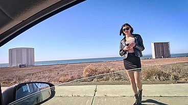 UP YOUR SKIRT AND GET IN THE COCK! Car-Sex with Skinny-Teen Madison