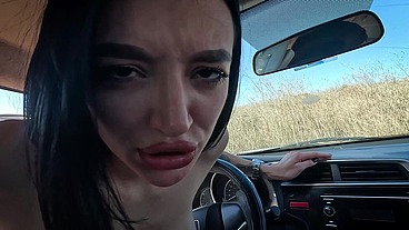 UP YOUR SKIRT AND GET IN THE COCK! Car-Sex with Skinny-Teen Madison