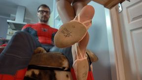 Ruslana In Mini Skirt Sits On A Swing And Massages Spider-man’s Dick - Tan Pantyhose And Pink Semi Ballet - Full