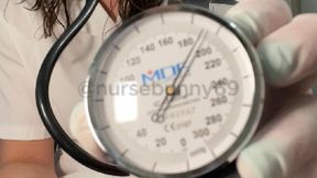 Self BP Cuff and Black Stethoscope Stimulation Testing in White Vintage Nurse Outfit with Vibrator 720p