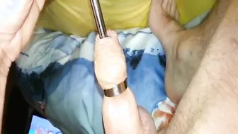 German Twink Solo Sounding with Big Cock Close Up