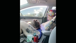 tattooed milf fucked in public parking lot RISKY