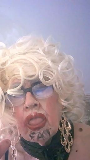 Tragic bimbo slag Sarah Shitcunt Millward fucks herself with a cigarette holder, then  smokes with it   Clip 1