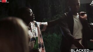 BLACKED beauty Blonde getting the double penetration of a lifetime by two long ebony penis