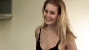 Cutie with tiny boobs gets her beaver screwed in classic porn vid