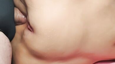 Fuck her tight ass raw close up shot pussy oozing every thrust