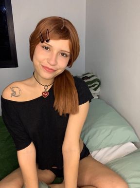 Latina teen masturbates alone showing off big tits.