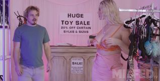 His stepmom walked into the shop to buy herself some tiys to play