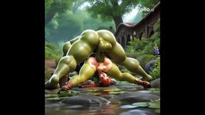 AI Generated Fiona Shrek Futa Ogre swamp Cheating sex Party