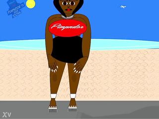 Curvy Hot Ebony Photoshoot on beach