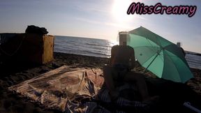 French Teacher Risky Public Masturbation Caught on Crowded Beach Helps Squirt Extreme Cumshot MissCreamy