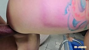 Oil-covered Russian beauty gets her ass pounded hard