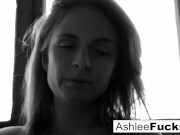 Busty Ashlee Graham smokes while showing off her natural tits