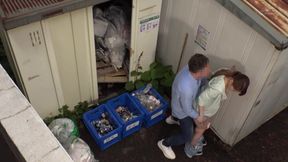 IH2301-A married woman who cleans the garbage dump is from behind and moans