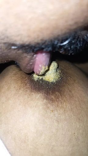 college student licking married aunty breat using honey and horlicks