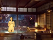 Bathroom Piss. Naked reading. Japanese bath. Julia V Earth.