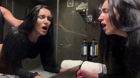 Hot trainer gives sloppy blowjobs and doggystyle in a public toilet