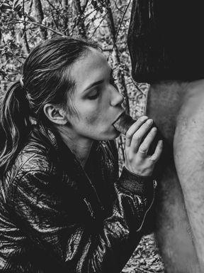Model Bella Pics Slideshow of Her Sucking, Fucking in the Forest with Masked Black Guy - Stills from Video with a twist