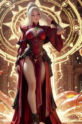 Red &amp; Black Armor Witch! Forbidden Casting in the Gothic Library.
