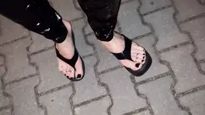 sexy feet and latex flip flops