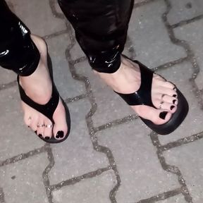 sexy feet and latex flip flops