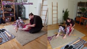 Verified Amateurs In Testing New Spanking Toys With Her Tied To Bamboo, Gagged & Blindfolded!