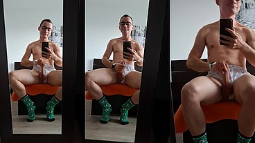Playing with my cock before going to college
