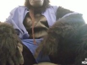 Switching Channels Film Man Transforms into a Gorilla and Jerks Off Plus Monster Porn Trailers