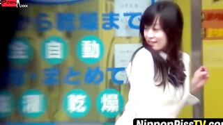 NipponPissTV.com - Gorgeous Japanese babes peeing in schoolbags in public outdoors
