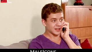 MaleIcons.com - Horny Stepdad and hot twink love anal fuck on the hotel bed with pass