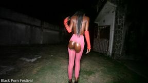 late night walk with skinny ebony beauty
