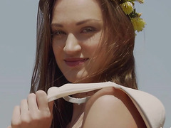 Petite MILF model babes with small tits both go nude outdoor