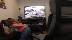 Sucked off Playing XBOX. Britney Swallows Gamer Blowjob &amp_ Big Swinging Tits