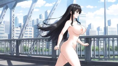 The naked girl running on the bridge animated porn