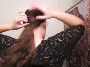 Taking Out a Lazy Bun with Long Curly Hair