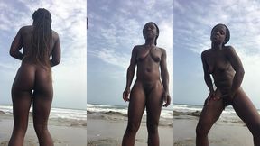 crazybitch fingering her anal hole at the beach side whiles talking to a stranger who was taking me some videos