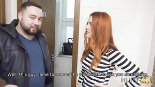 HUNT4K for Cash Cuck Permits Hunter to Fuck Red-haired GF in Restroom