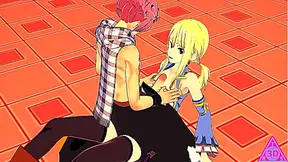 Lucy Teases Natsu with Sensual Blowjobs Hands-On Fun in Magical Encounter