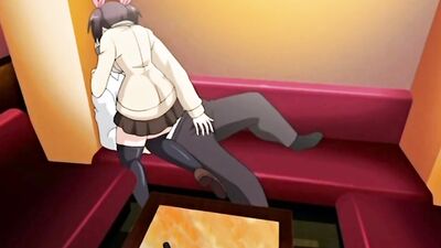 Mature guy gets his cock filled with busty babes in anime hentai gangbang