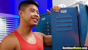 Asian jock fucked by big cock friend