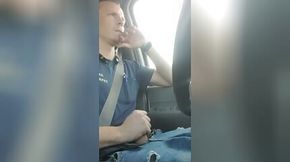 Awesome cumshot while driving to work