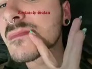 Alternative stud self sucks and busts in his own mouth (self facial)