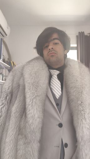 White fox fur and white suit solo fun