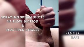 spraying sperm shots in slow motion & multiple angles