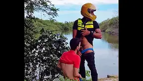 MOTORCYCLE BOY PUT HIS HAIR IN THE PASSENGER'S ASS
