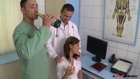 Intense Threesome in Clinic Leads to Multiple Orgasms for Busty Teen