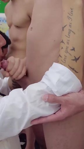 Iconic moment from &quot;Japanese Twink Bukkake Gangbang&quot;