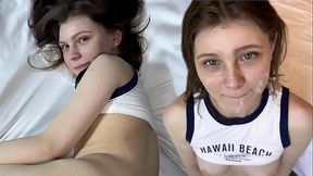 Petite neighbor takes big cock in missionary and doggystyle