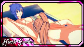 Kaede Sakura and Natsuru Senou engage in passionate lesbian action at the beach - Kampfer Hentai