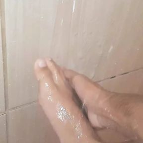 brand new young man, shown and washing his Beautiful and delicate Foot in the bath - FOOT